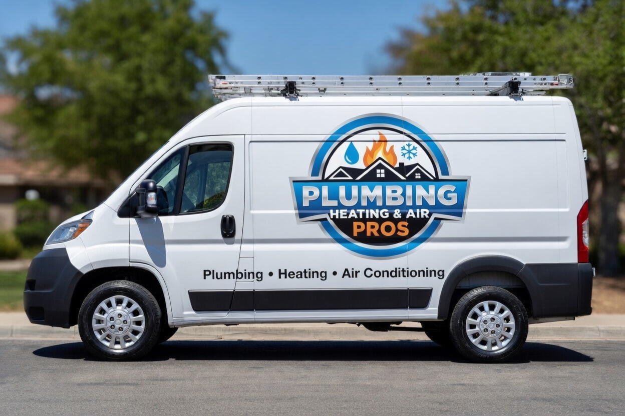 Local plumbing heating and air service van serving Glendale